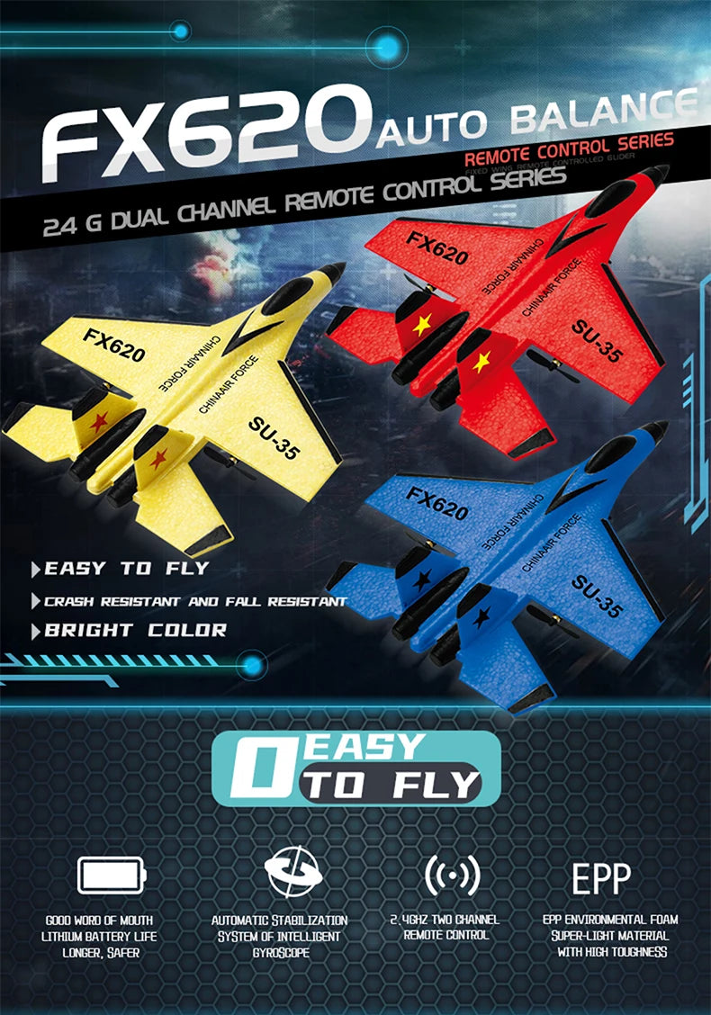 RC Foam Aircraft SU35 Rc Plane 2.4G Radio Control Glider Remote Control Fighter Glider Airplane Foam Boys Toys for Children